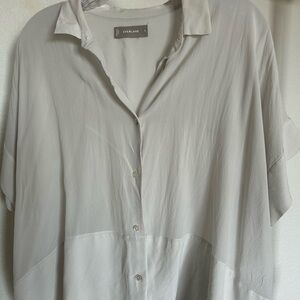 Everlane Light Gray Square Silk Blousr